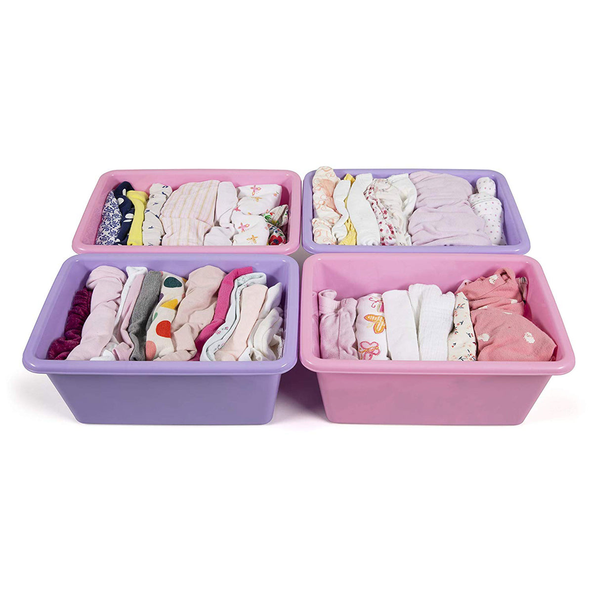 Tot Tutors Plastic Storage Container Bins, Pink/Purple & Blue/Teal (Set of 8)