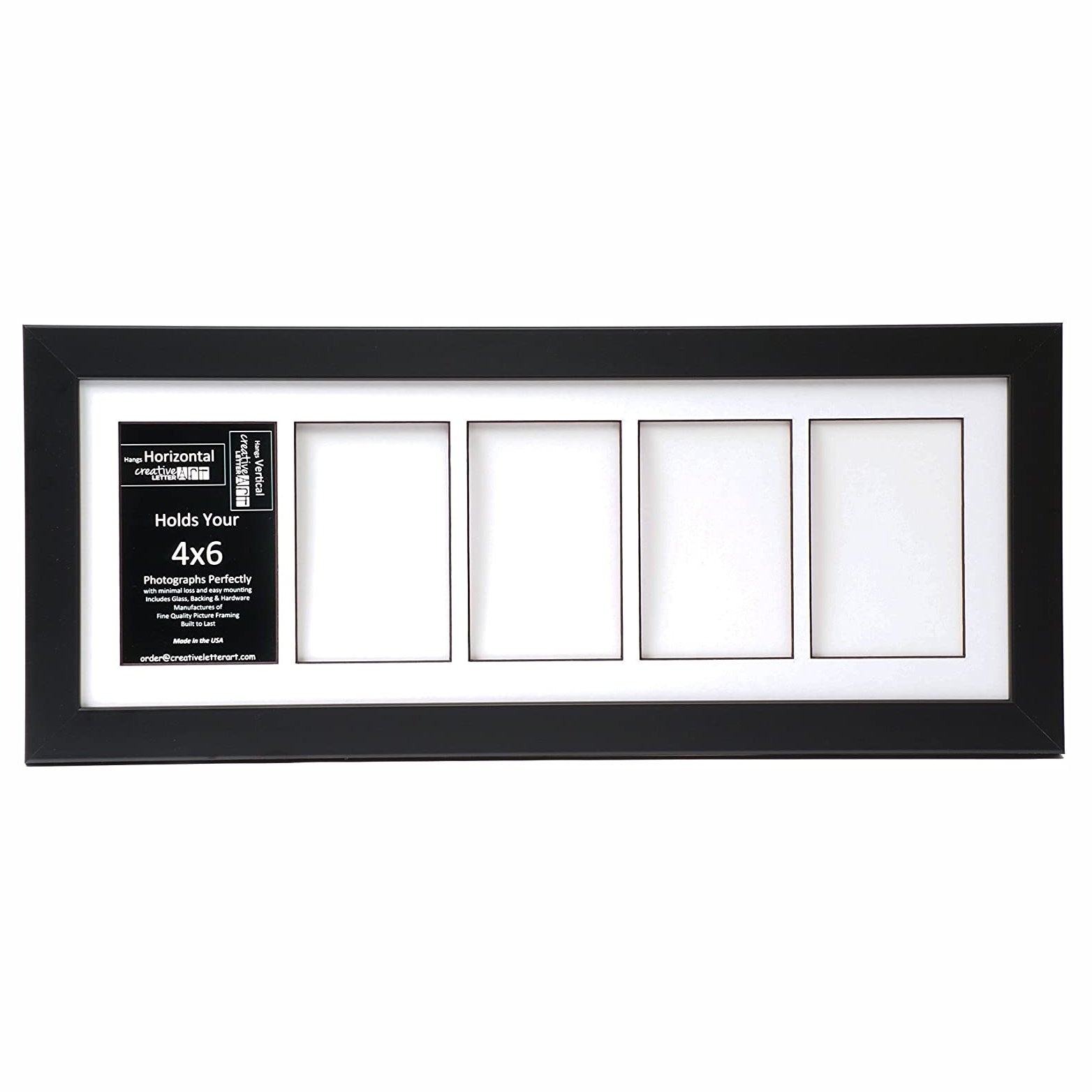 Creative Letter Art 8x22 Collage Picture Frame, Glass Face, Black (Open Box)