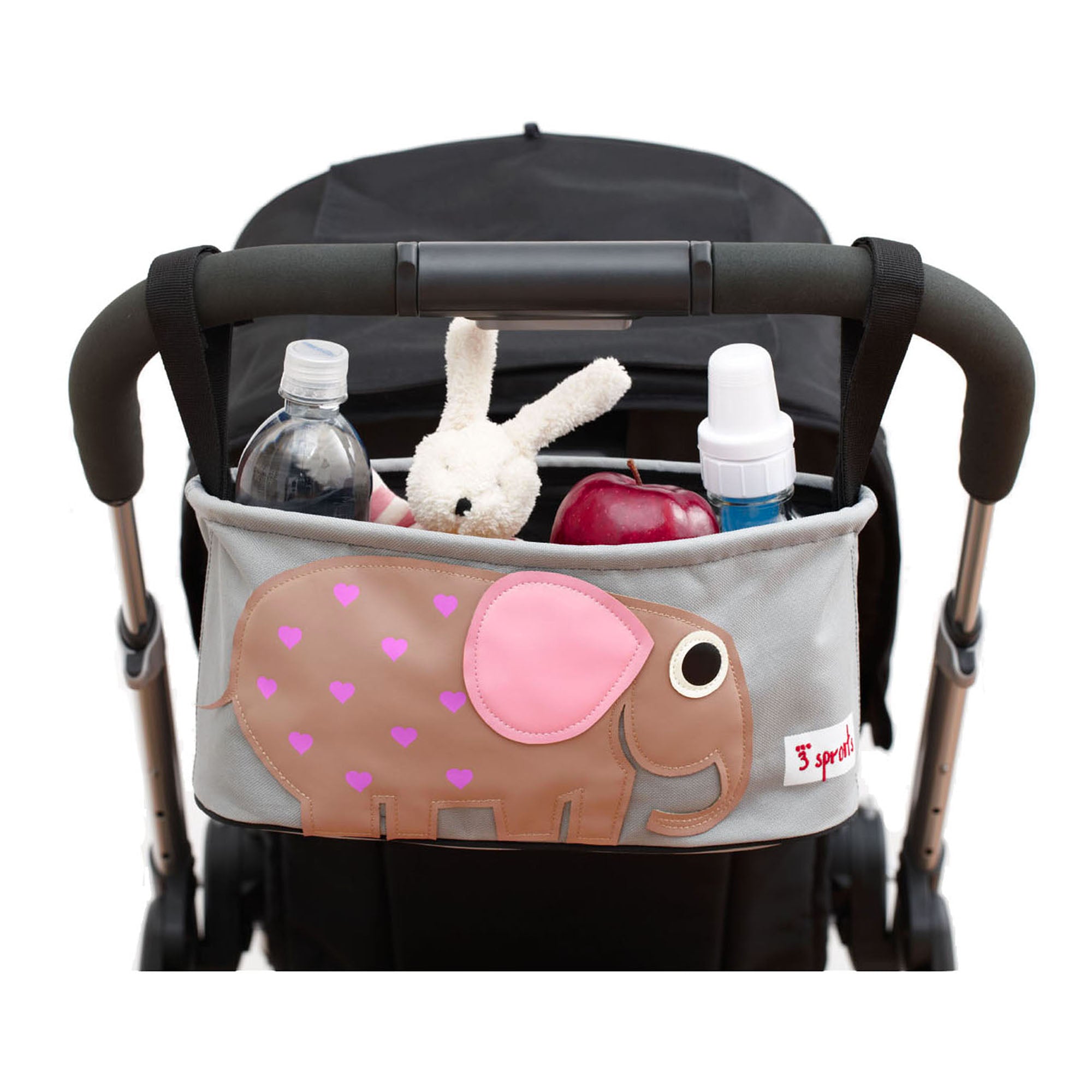 3 Sprouts Large Universal Stroller Storage Organizer Caddy Basket, Pink Elephant
