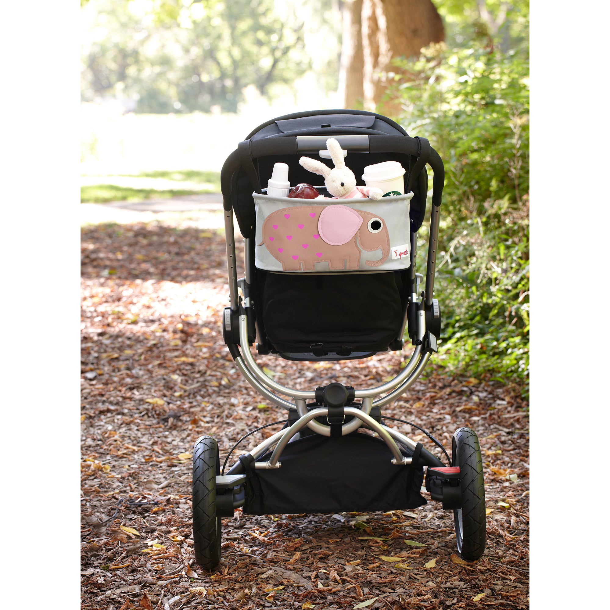 3 Sprouts Large Universal Stroller Storage Organizer Caddy Basket, Pink Elephant