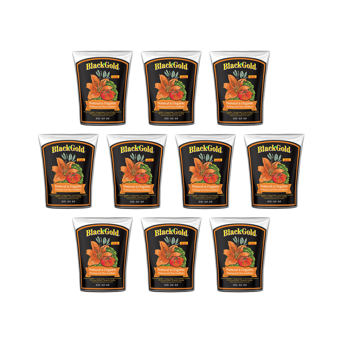 SunGro Black Gold Natural Organic Potting Soil w/ Fertilizer, 2 Cu Ft (10 Pack)
