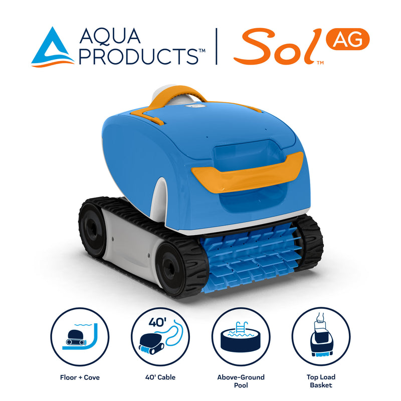 Aqua Products Sol AG Auto Robotic Pool Cleaner for Above Ground Swimming Pools