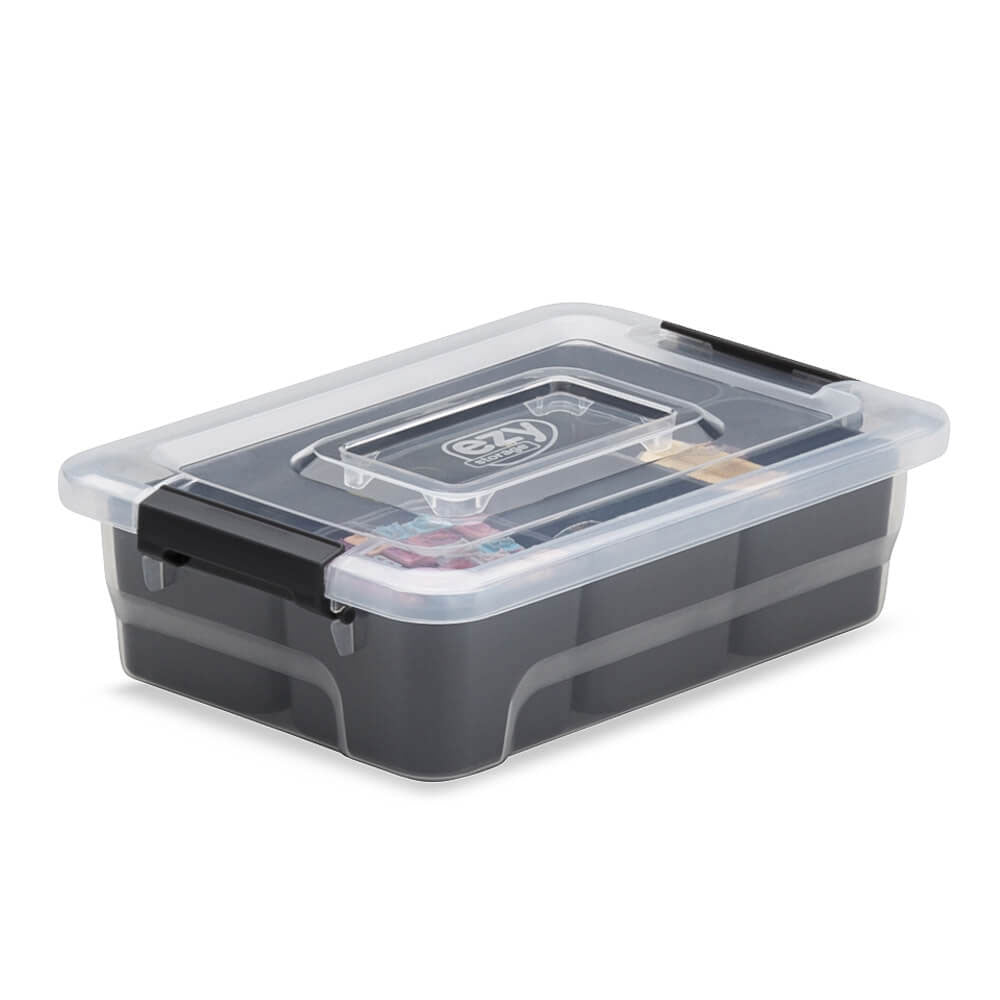 Ezy Storage Sort It 1.5 Quart Plastic Stacking Container Bin Organizer w/ 4 Cups