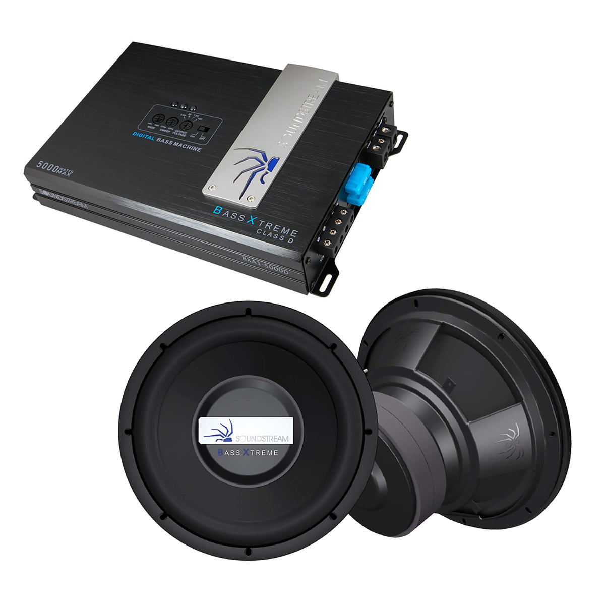 SoundStream Xtreme Series Amplifier & 12 In Subwoofer Speakers, Black (2 Pack)