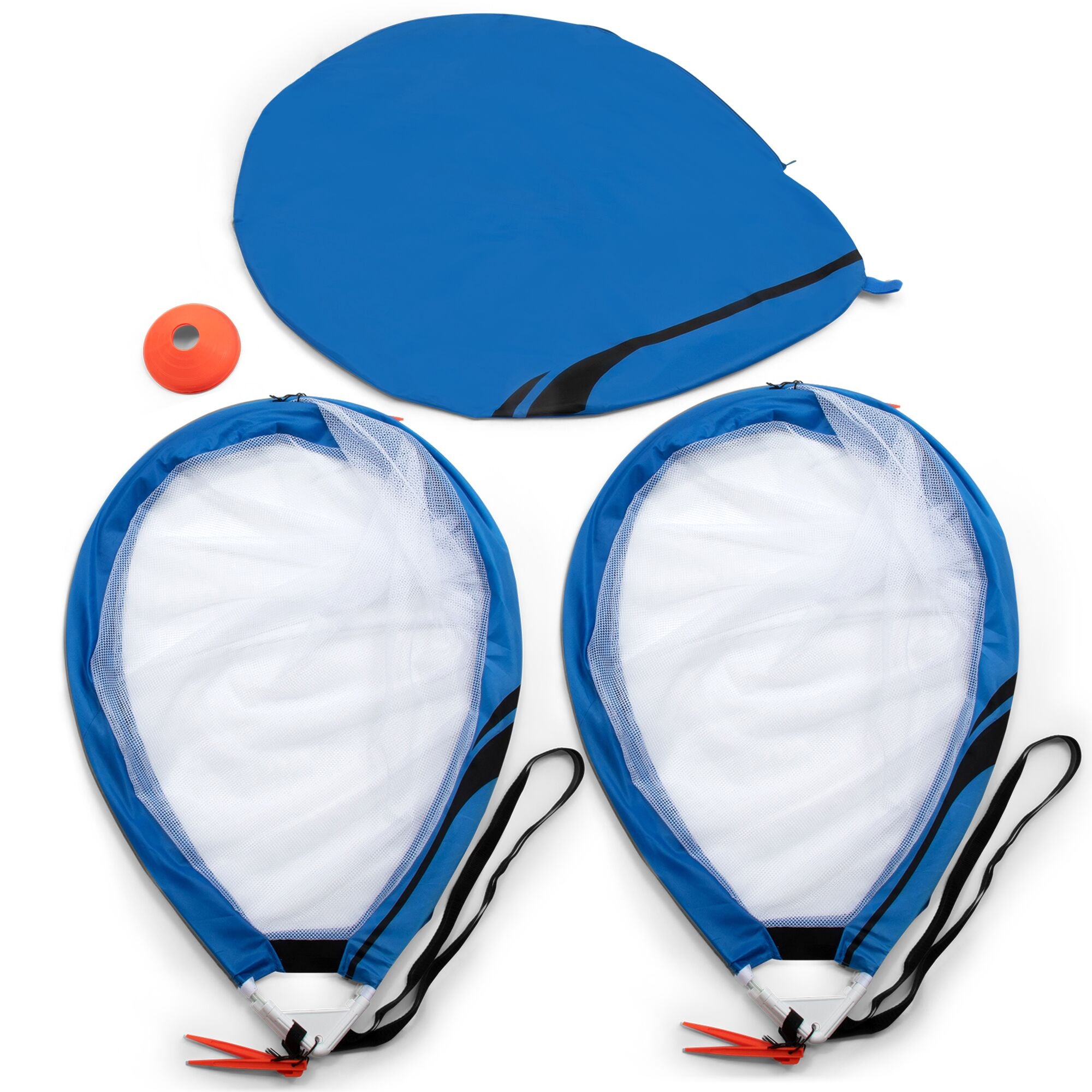Training Equipment Pair of 6 Ft Pop Up Soccer Goals w/ Cones, Blue (Open Box)