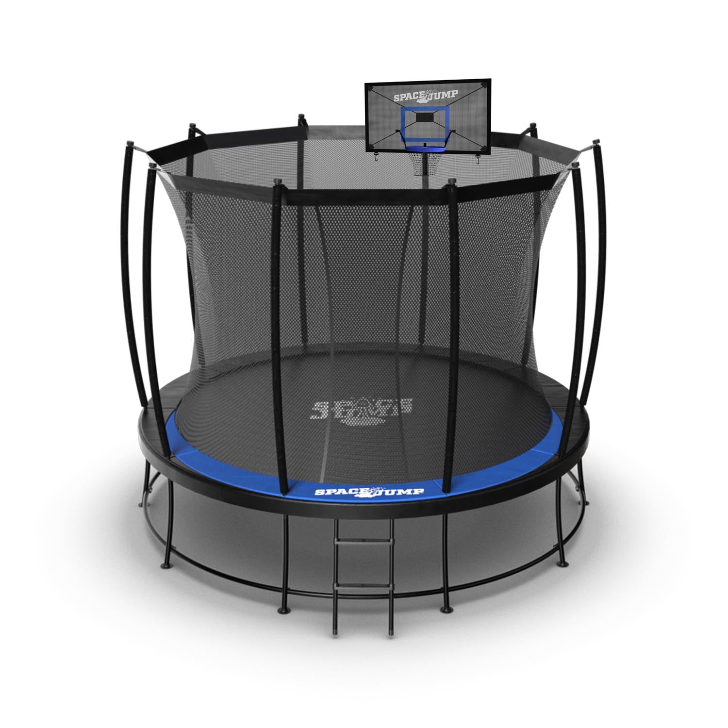 SpaceJump Astro 10' Round Outdoor Trampoline w/ AstroJam Basketball Hoop, Black - VMInnovations