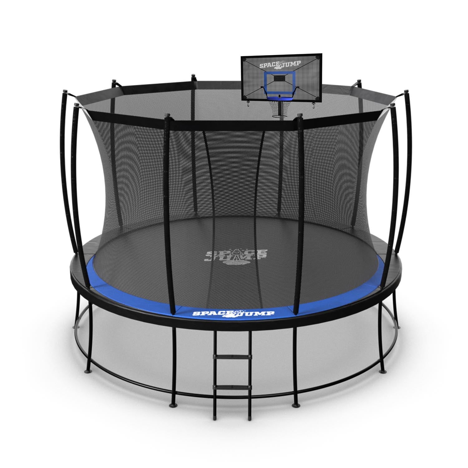 SpaceJump Astro 12' Round Outdoor Trampoline w/ AstroJam Basketball Hoop, Black - VMInnovations