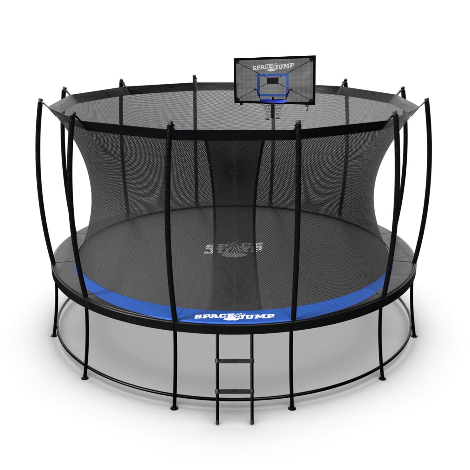 SpaceJump Astro 14' Round Outdoor Trampoline w/ AstroJam Basketball Hoop, Black - VMInnovations