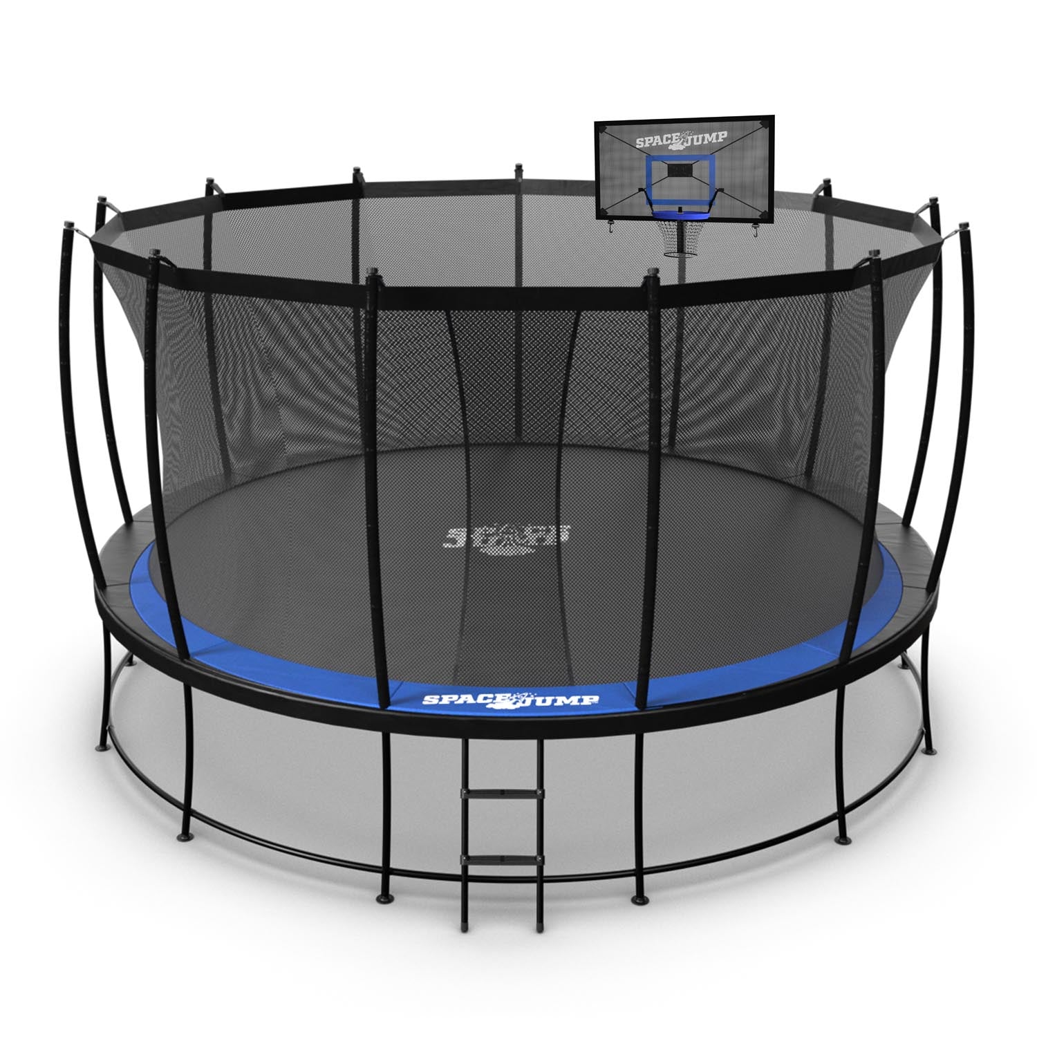 SpaceJump Astro 15' Round Outdoor Trampoline w/ AstroJam Basketball Hoop, Black - VMInnovations