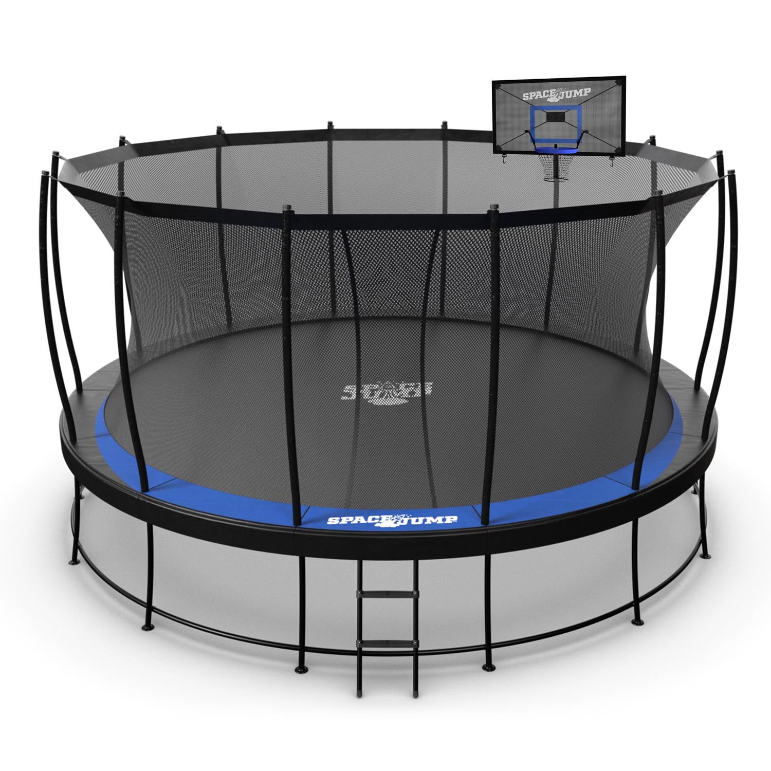 SpaceJump Astro 16' Round Outdoor Trampoline w/ AstroJam Basketball Hoop, Black