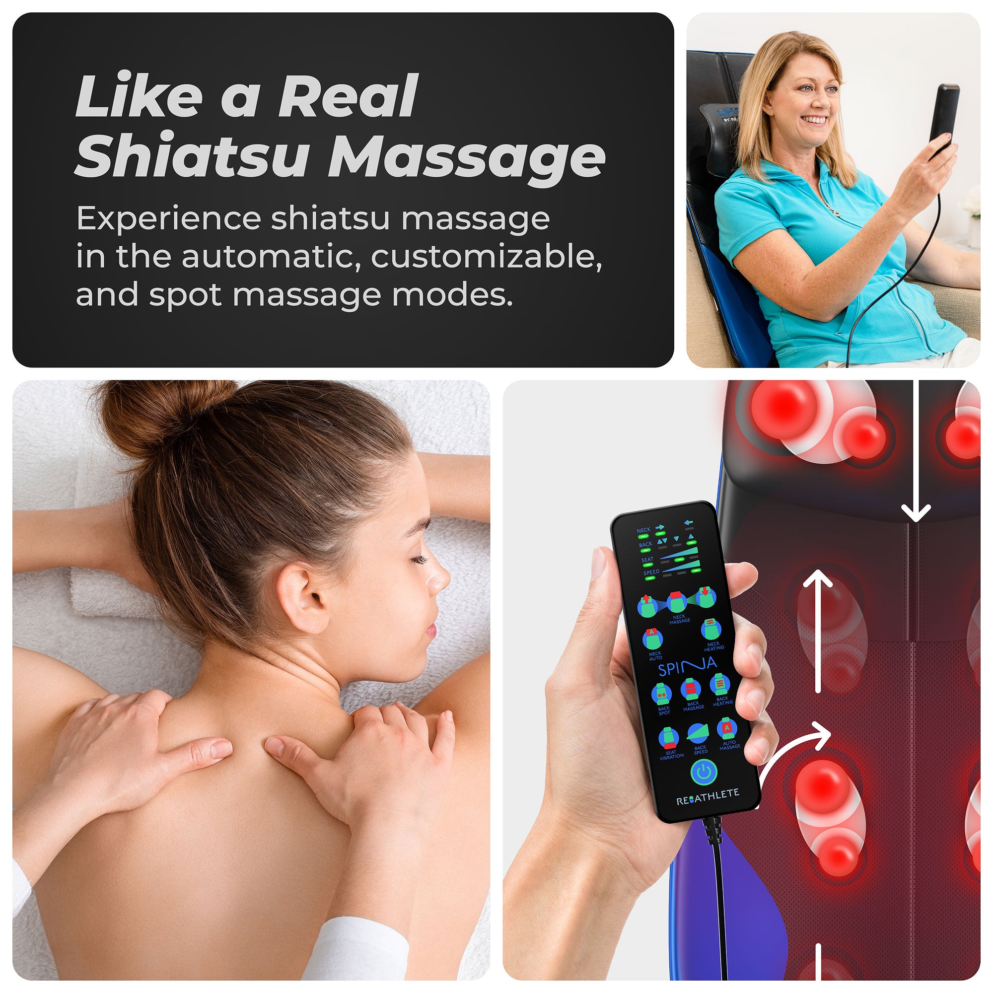 REATHLETE Shiatsu Massage Cushion with Triple-Action Back & Neck Massager (Used) - VMInnovations