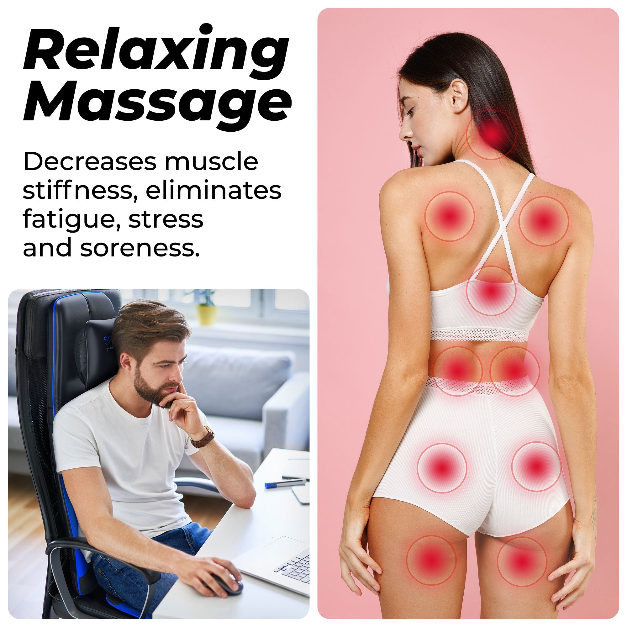 REATHLETE SPINA Shiatsu Cushion w/ Triple-Action Back & Neck Massager(For Parts) - VMInnovations