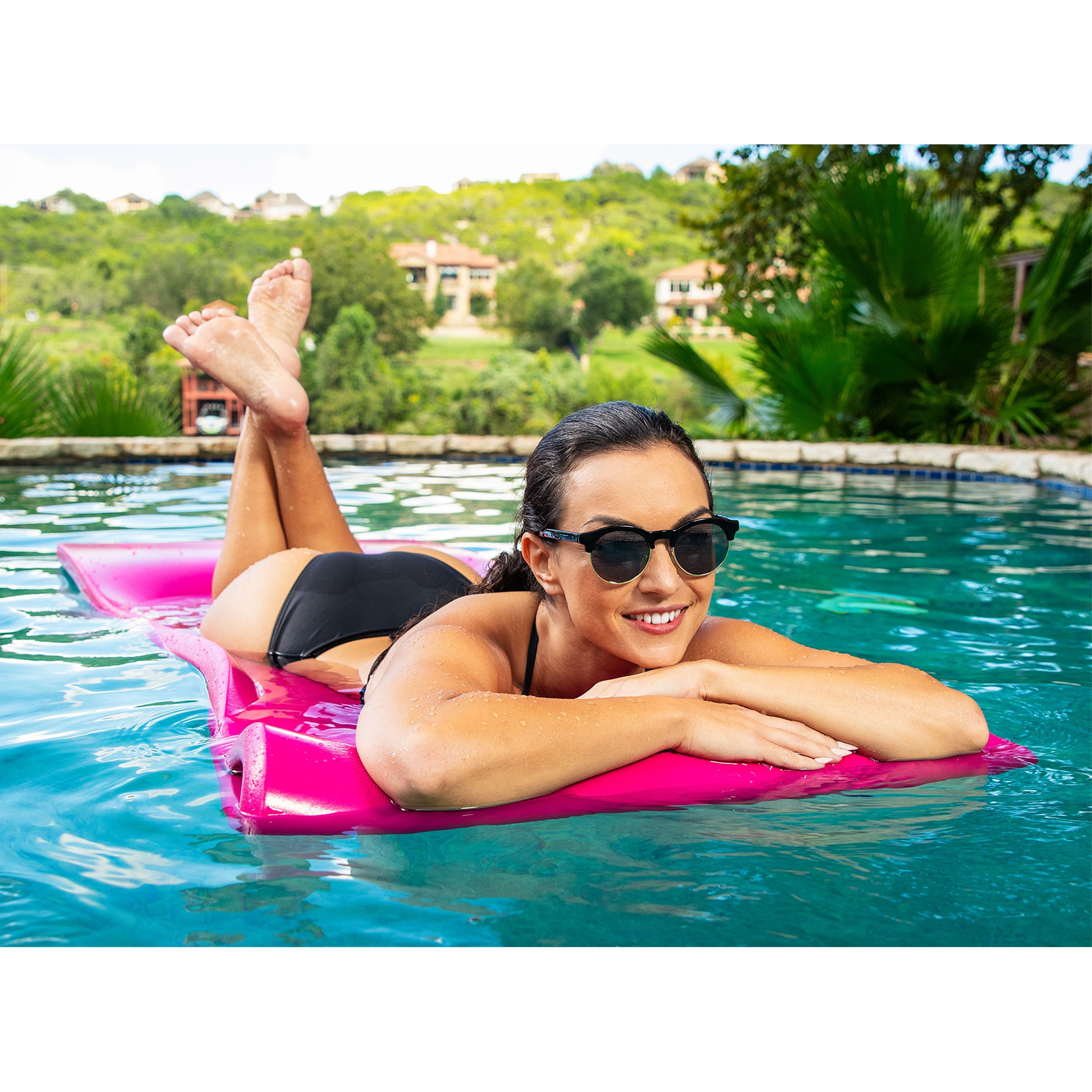 TRC Recreation Splash 1.25" Thick Foam Pool Float Mat, Sunset Orange (Open Box) - VMInnovations