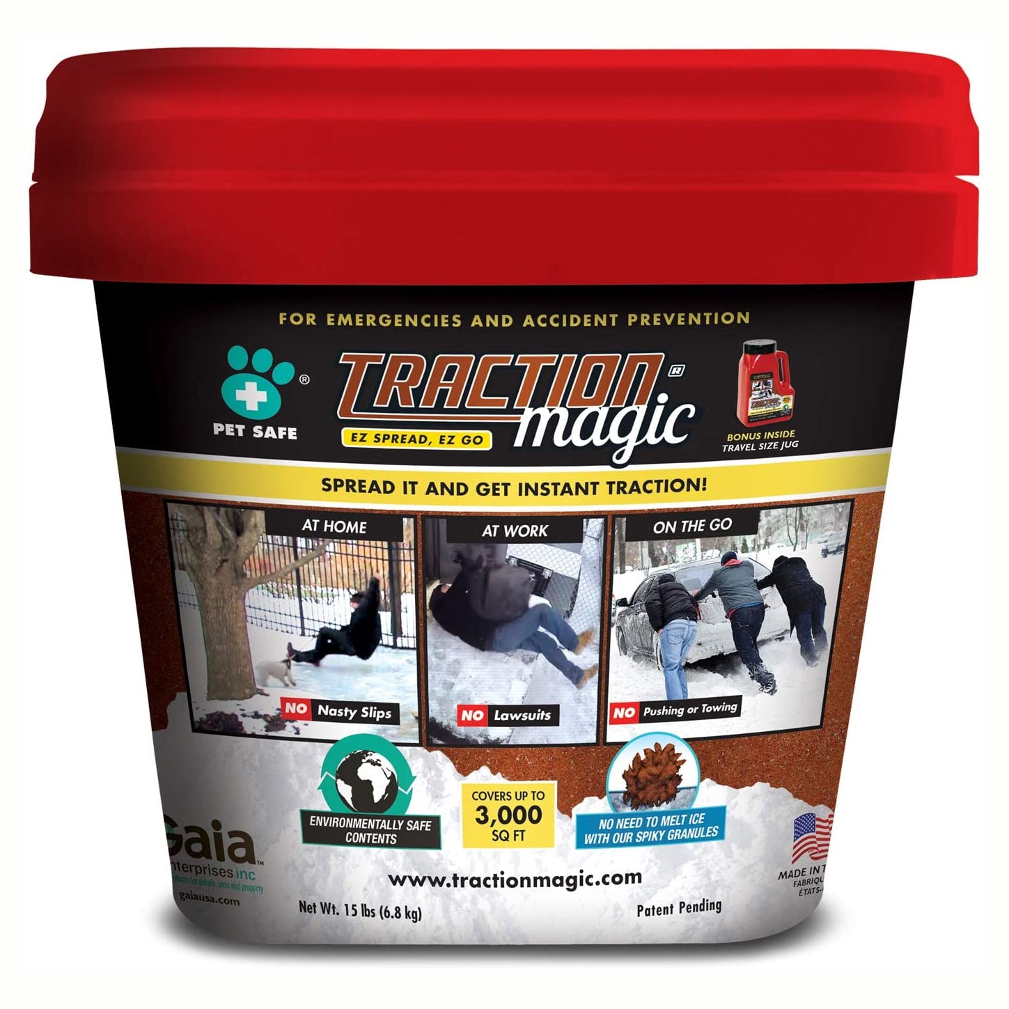 Safe Paw Ice Melt, 22 Pound and Traction Magic Snow Melter, 15 Pound Bucket - VMInnovations