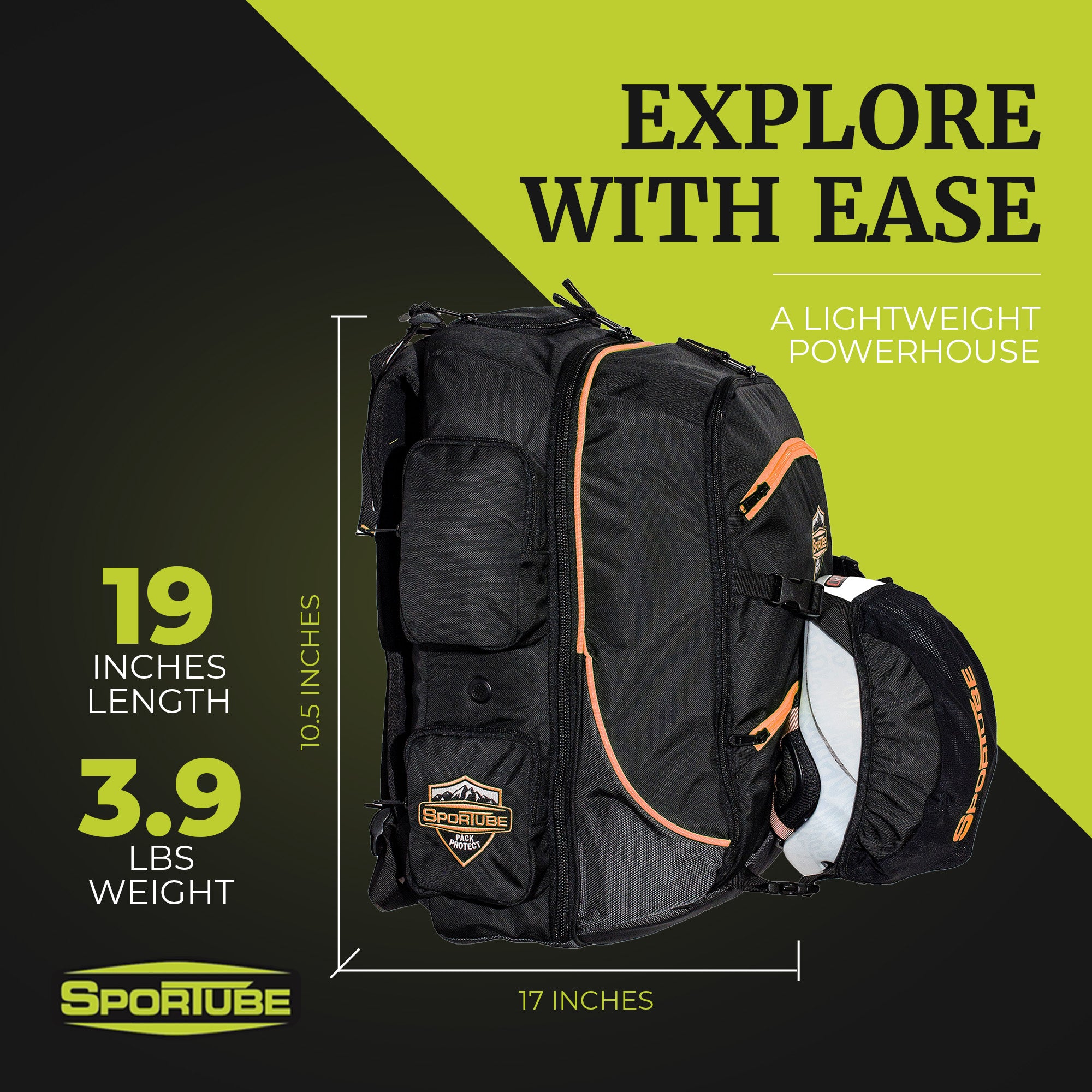 Sportube 44L Overheader Airline Carry On Padded Gear & Backpack, Orange (Used) - VMInnovations