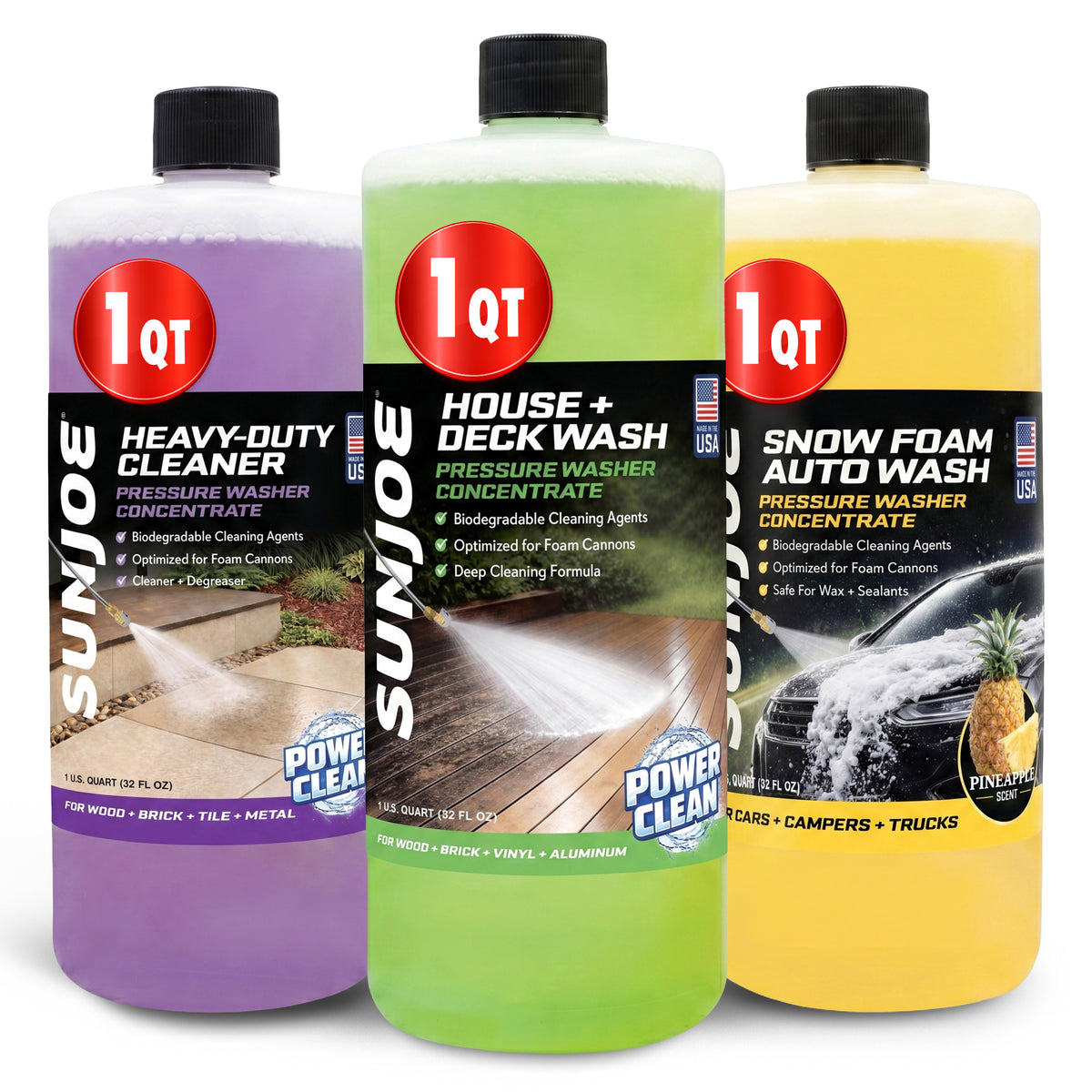 Sun Joe 3 Pack Pressure Washer Concentrate Formula, Detergent Trio (Open Box) - VMInnovations