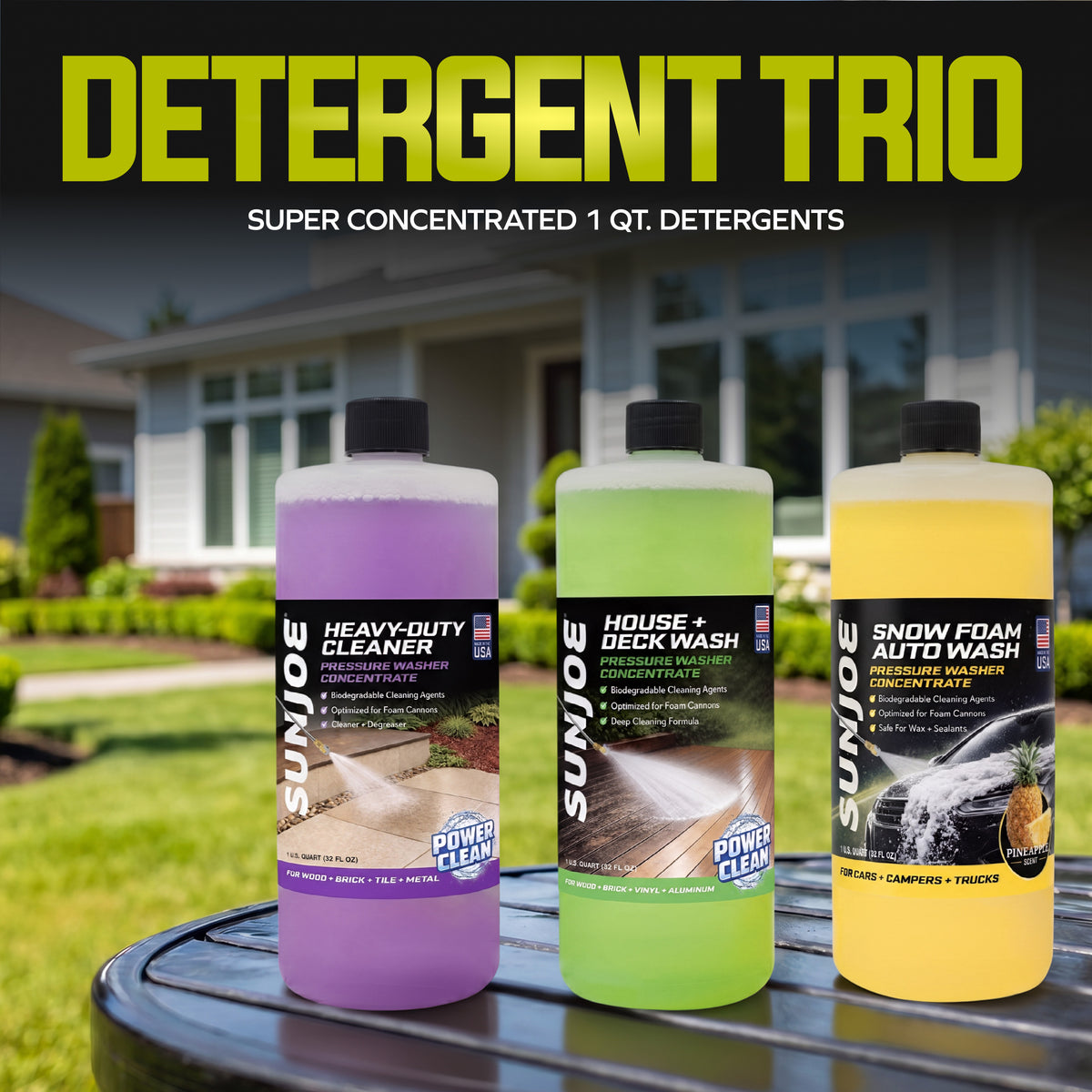 Sun Joe 3 Pack Pressure Washer Concentrate Formula, Detergent Trio (Open Box) - VMInnovations