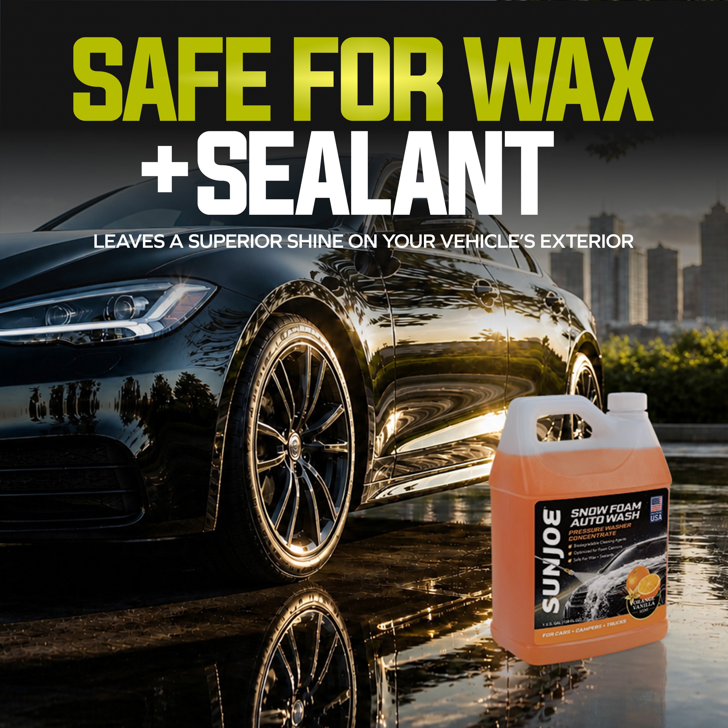 Sun Joe Premium Snow Foam Car Soap Cleaner, 1 Gal, Orange-Vanilla, SPX-FCS1G-CRM - VMInnovations