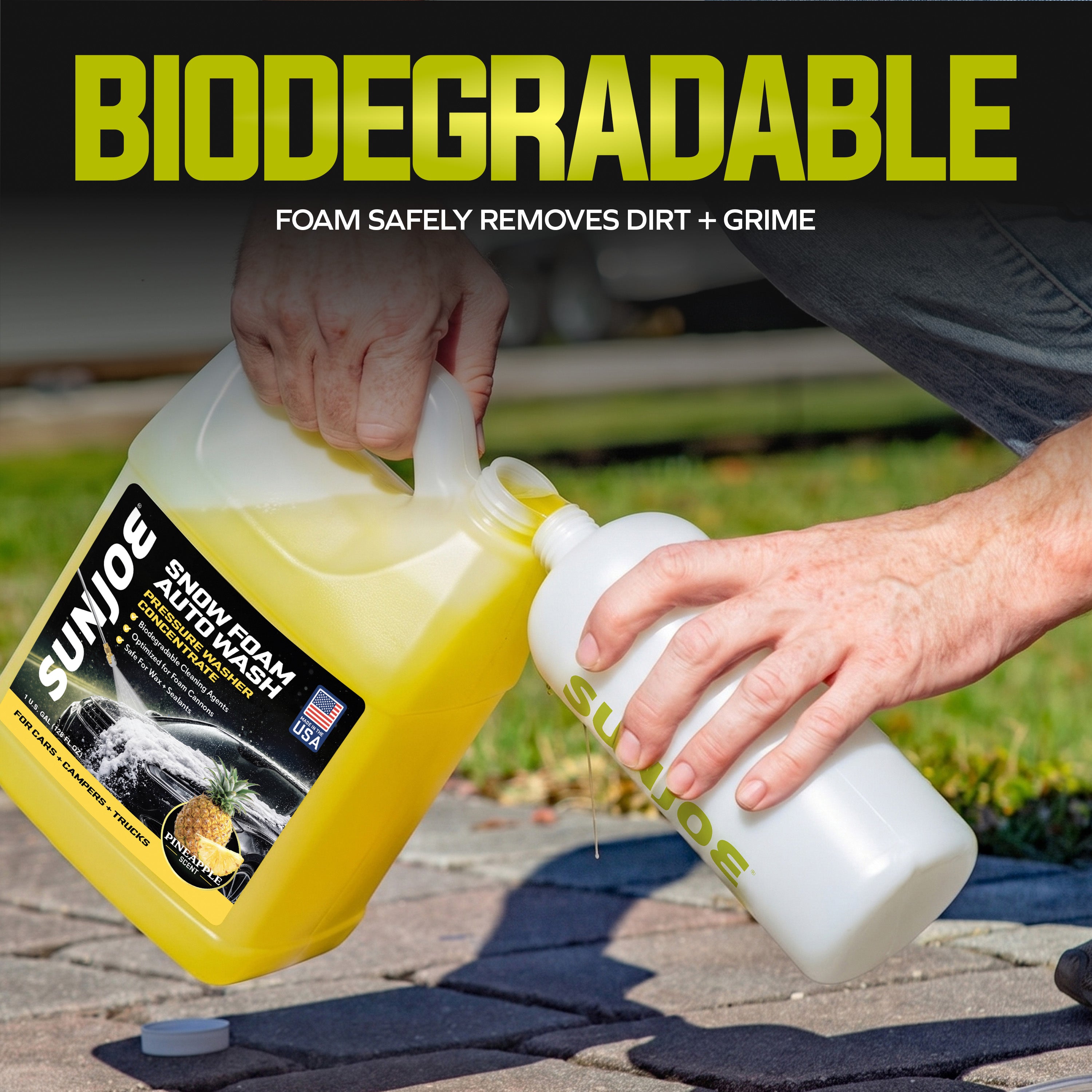 Sun Joe Snow Foam Pineapple Scented Car Wash Soap & Cleaner, 1 Gallon, FCS1G - VMInnovations