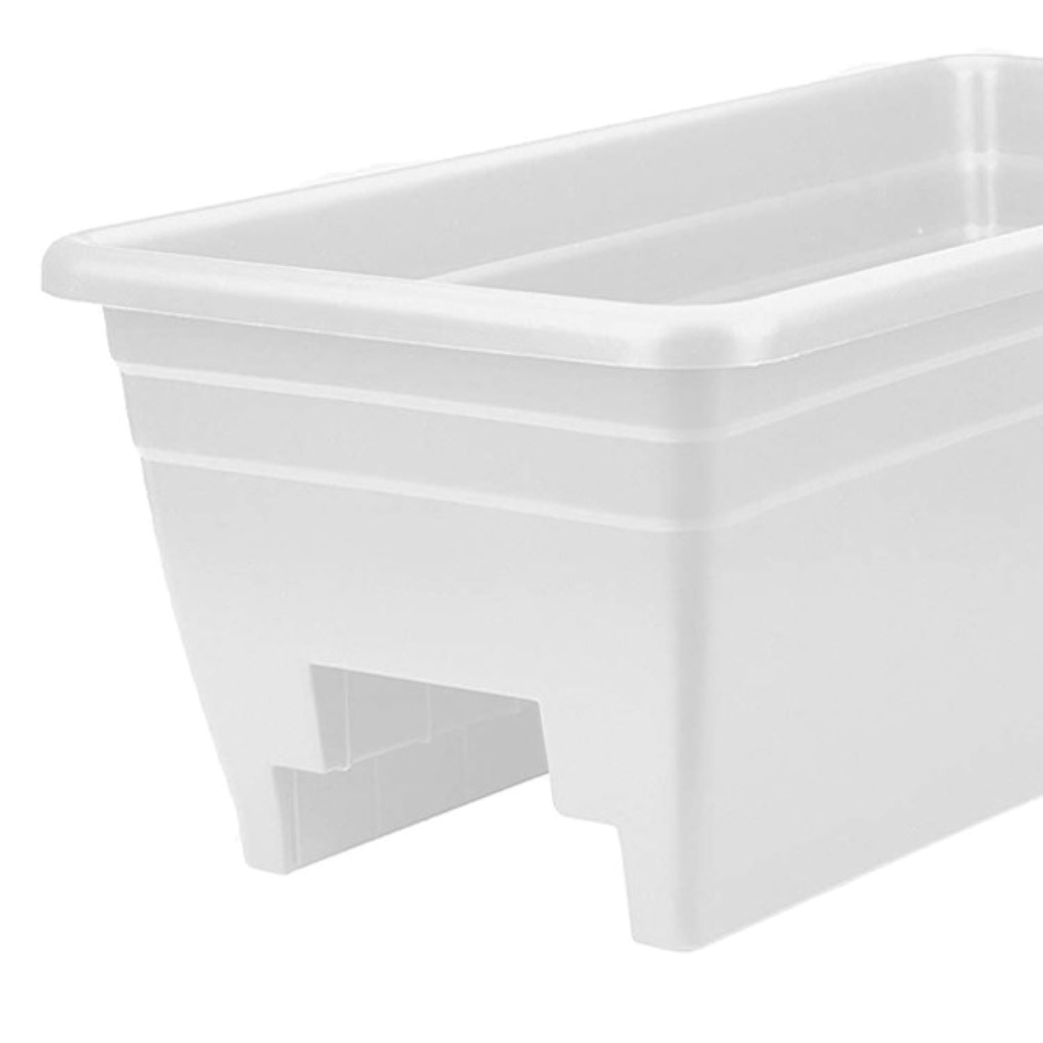 HC Companies 24 Inch Deck Rail Box Planter with Drainage Holes, White (3 Pack)