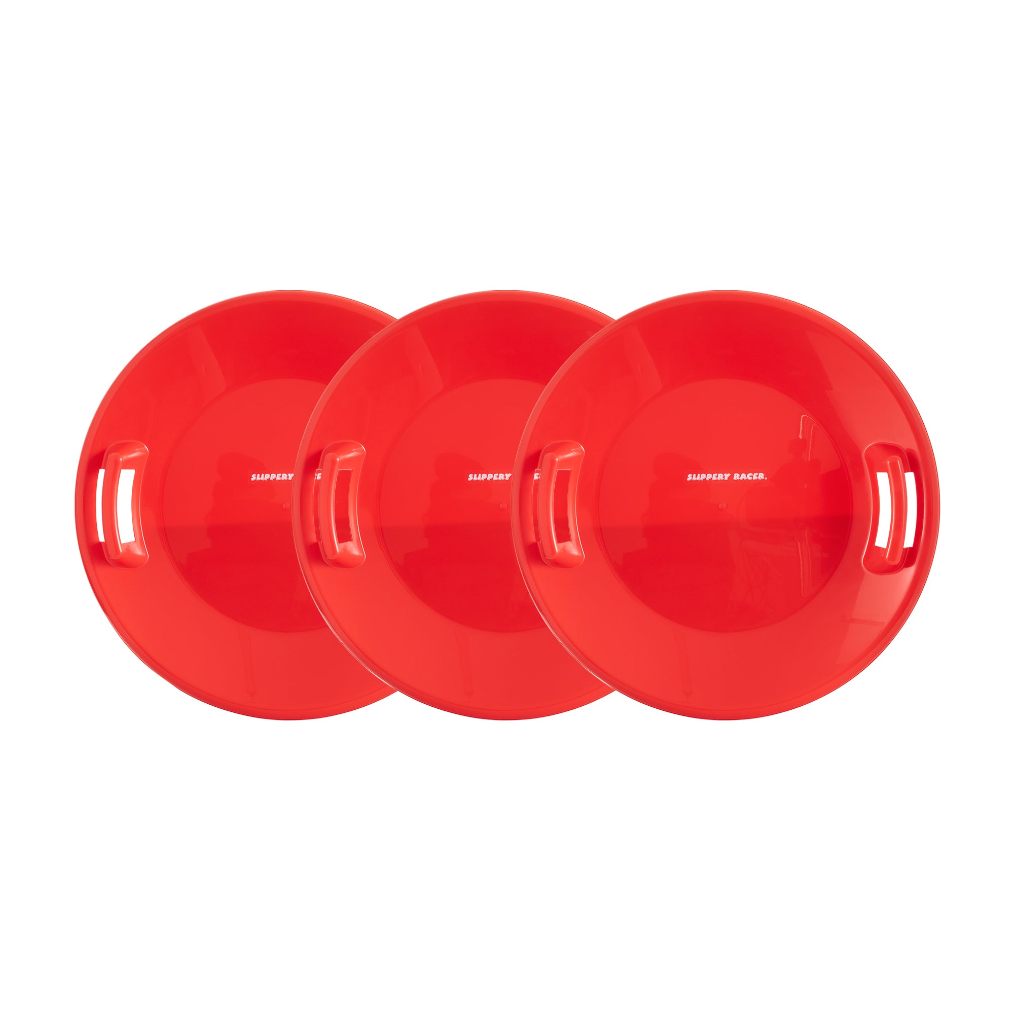 Slippery Racer Downhill Pro Adults and Kids Plastic Disc Snow Sled, Red (3 Pack)