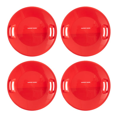 Slippery Racer Downhill Pro Adults and Kids Saucer Disc Snow Sled, Red (4 Pack)