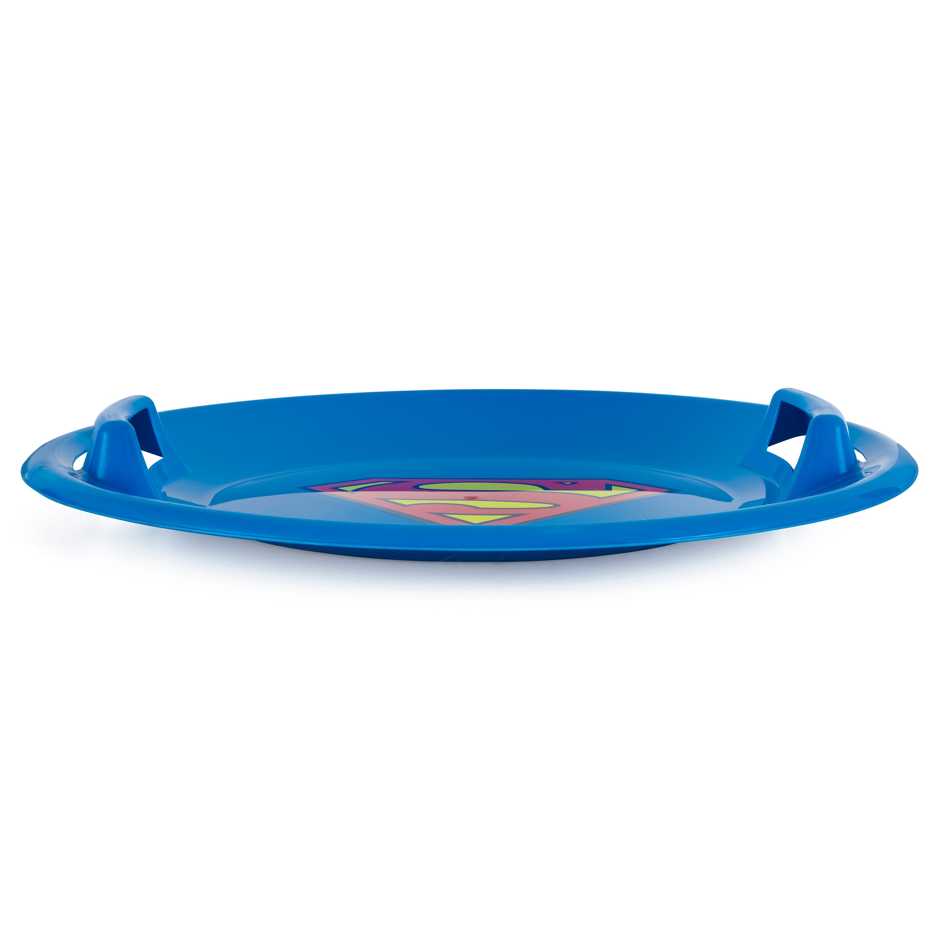 Slippery Racer Downhill Superman Plastic Saucer Disc Snow Sled Slider (2 Pack) - VMInnovations