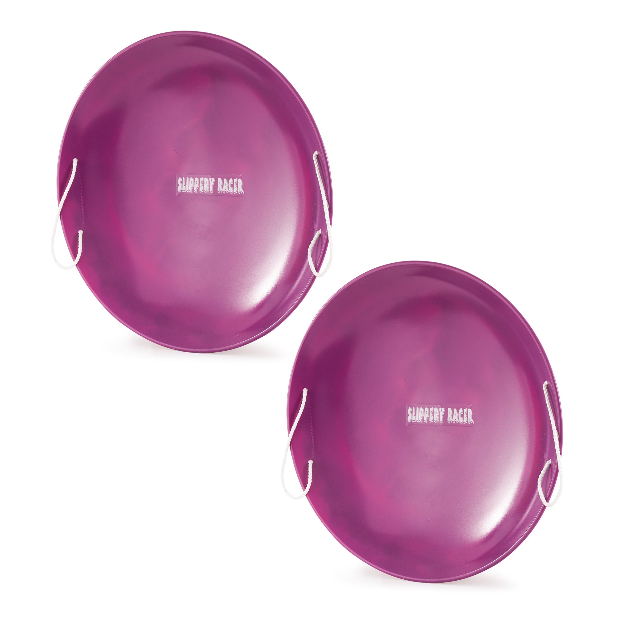 Slippery Racer ProDisc 26" Metal Saucer Sled w/ Rope Handles, Purple (2 Pack) - VMInnovations