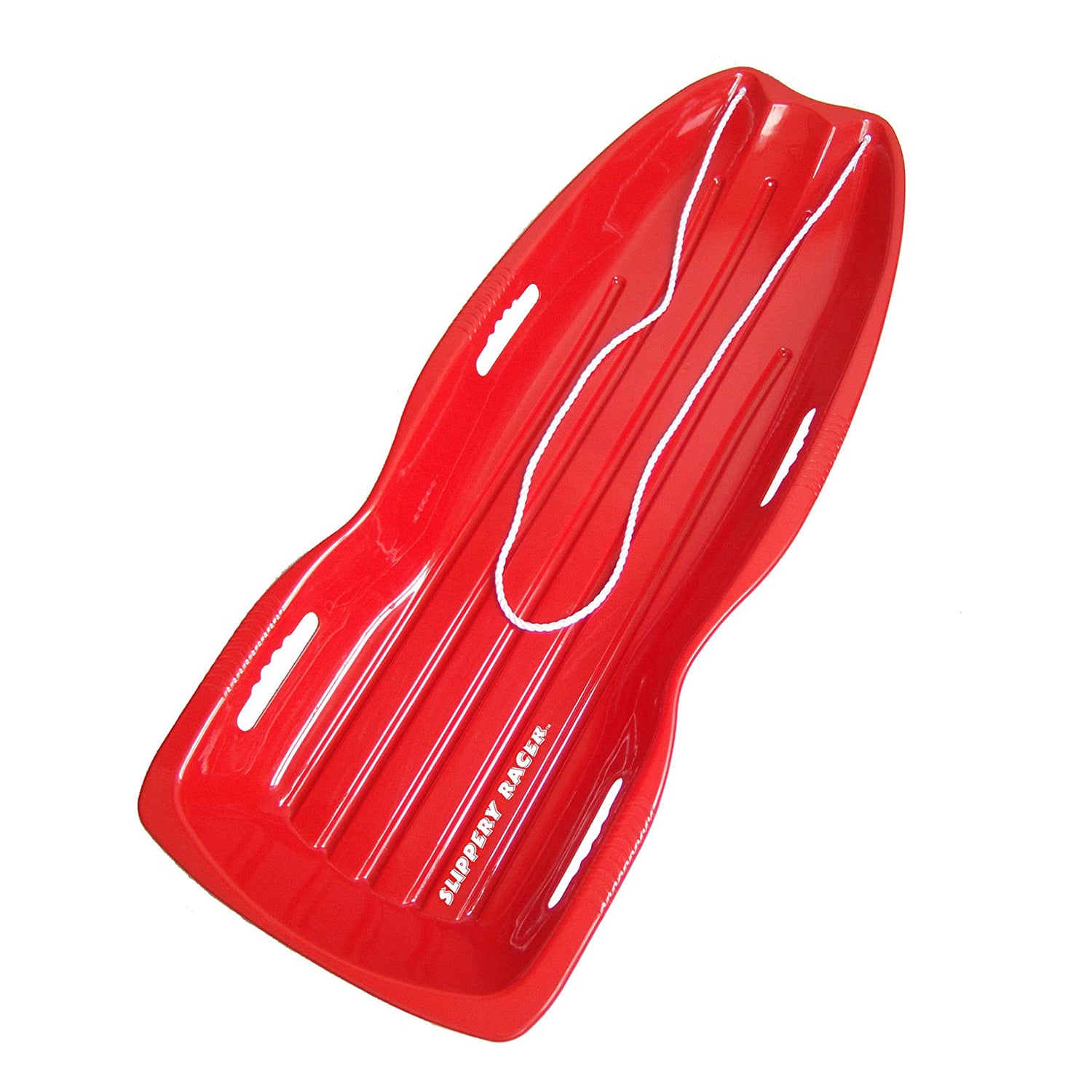 Slippery Racer Downhill Xtreme Adults and Kids Plastic Toboggan Snow Sled, Red
