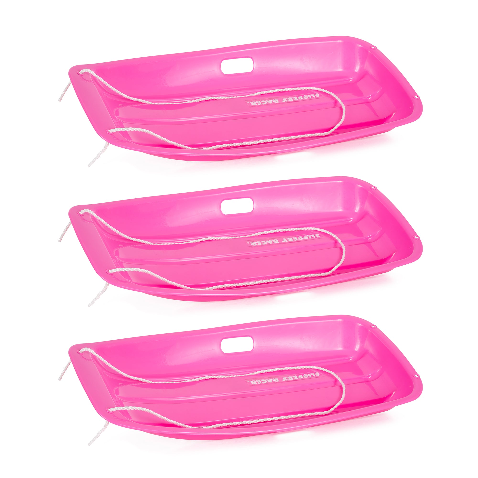 Slippery Racer Downhill Sprinter Kid Toddler Plastic Toboggan Snow Sled (3 Pack)