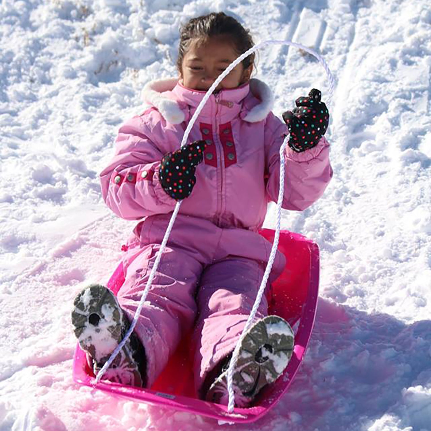 Slippery Racer Downhill Sprinter Winter Toboggan Snow Sled, Red & Blue (2 Pack) - VMInnovations