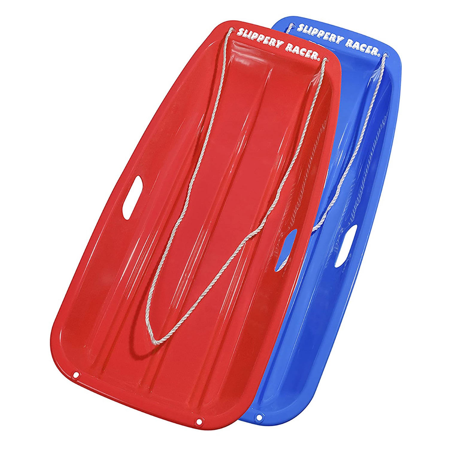 Slippery Racer Downhill Sprinter Winter Toboggan Snow Sled, Red & Blue (2 Pack) - VMInnovations