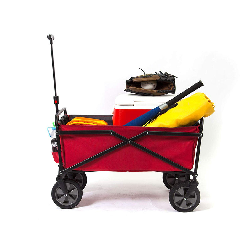 Seina Collapsible Steel Frame Utility Wagon Outdoor Cart, Red (Open Box)(2 Pack)