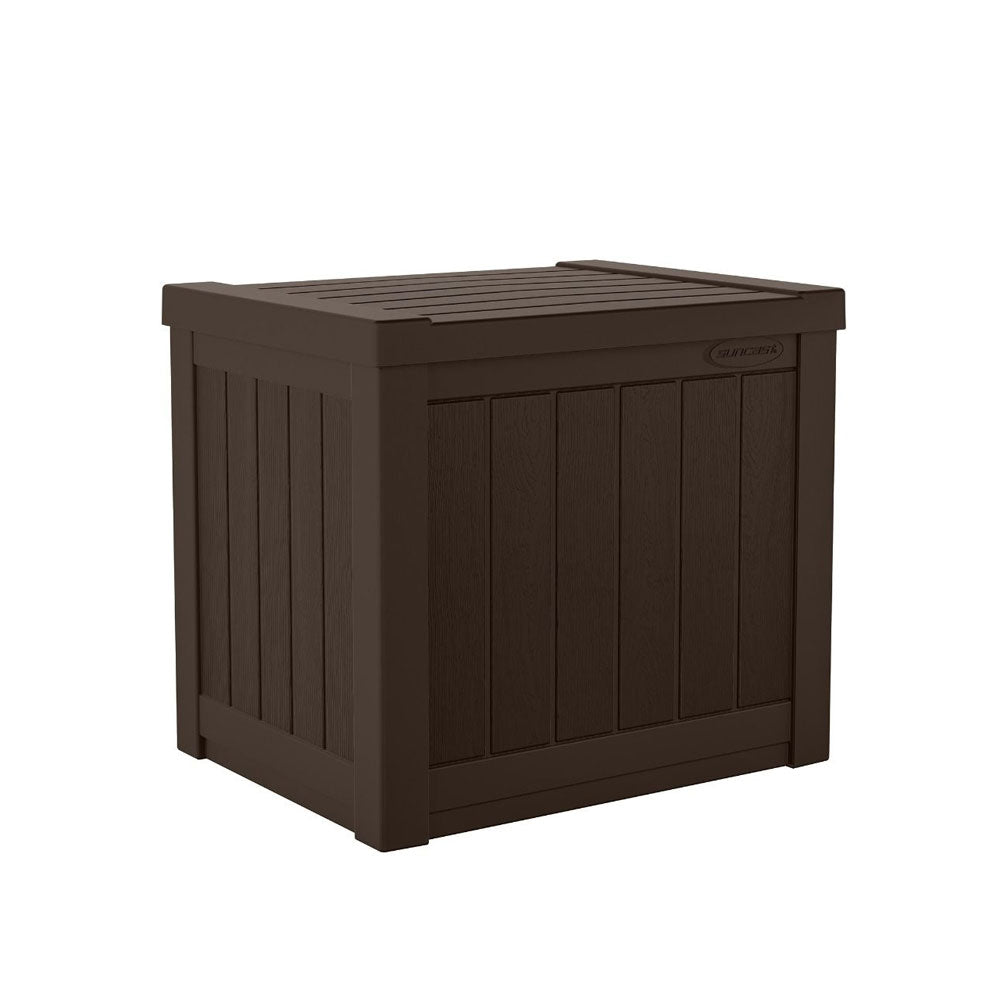 Suncast 17x22in Resin 22-Gallon Indoor Patio Storage Deck Box, Java (Open Box)