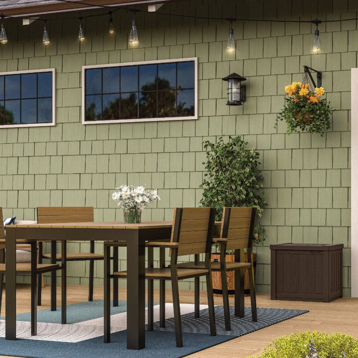 Suncast SS500J 22-Gallon Indoor Outdoor Resin Patio Storage Chest Deck Box, Java - VMInnovations