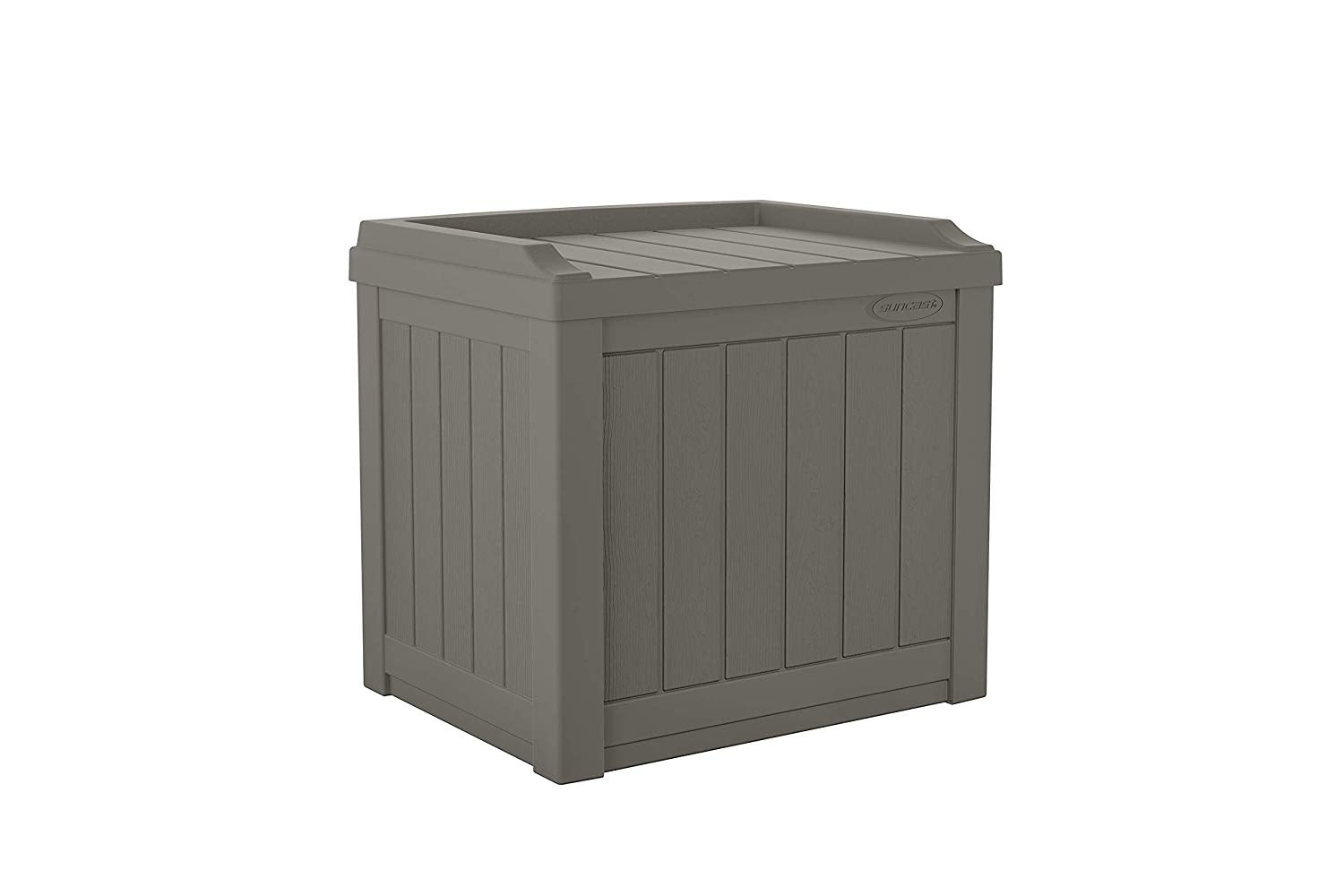 Suncast 22 Gallon Small Resin Patio Storage Deck Box and Seat, Stoney (Open Box)