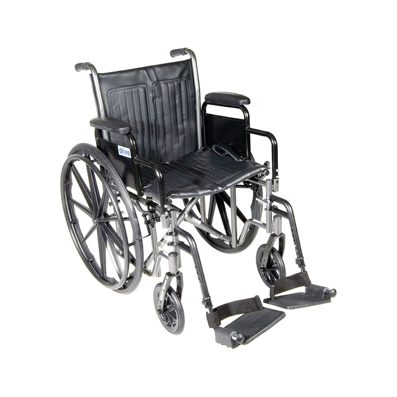Drive Medical SSP218DDA-SF Silver Sport 2 Wheelchair with 18 Inch Wide Seat