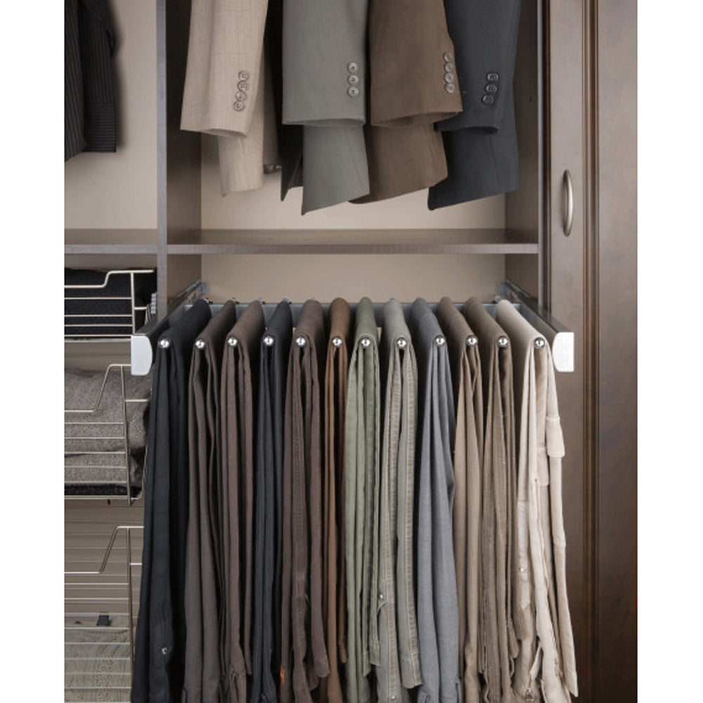 Rev-A-Shelf Sidelines PSCSL-3014SC-SC 30" Pull Out Pants Rack, Satin Chrome