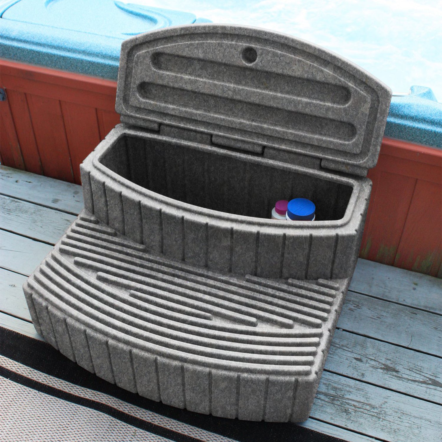 Good Ideas Sora Steps Outdoor & Indoor Storage Step, Light Granite (Used) - VMInnovations