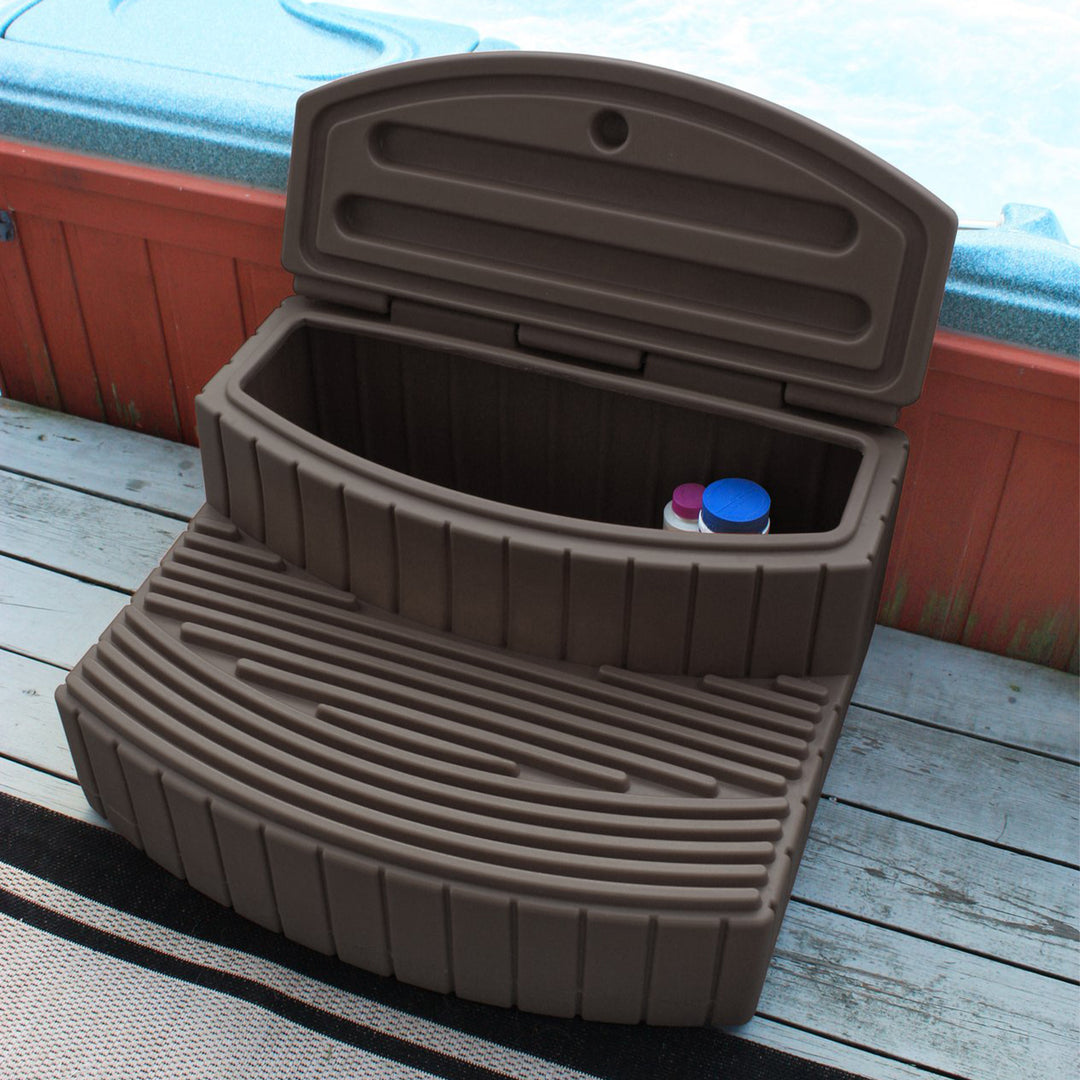 Good Ideas Stora Step Lightweight Plastic Outdoor & Indoor Storage Step, Oak - VMInnovations