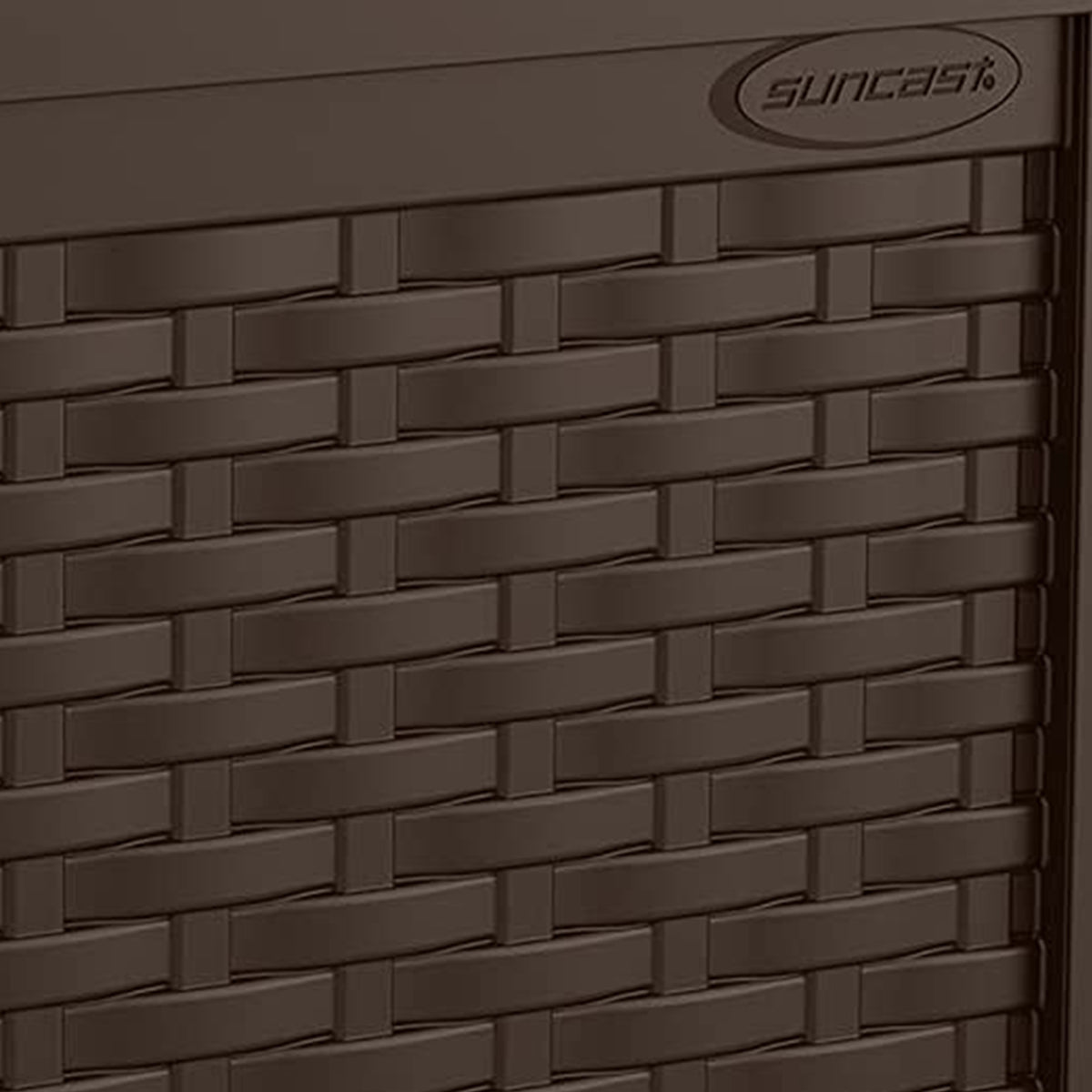 Suncast Small Resin Wicker 22 Gallon Outdoor Patio Storage Box, Java (Used)