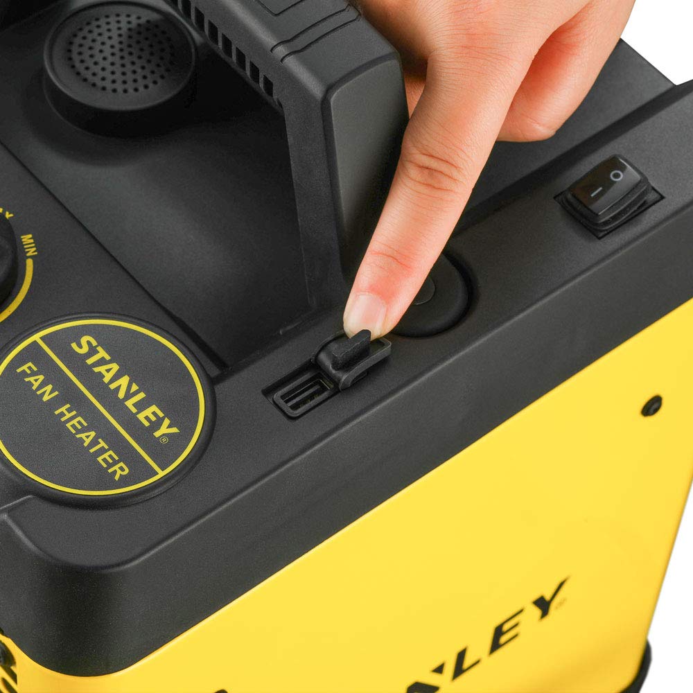 Stanley 1500W Heavy Duty Heater with LED Light and USB, Yellow (Open Box)
