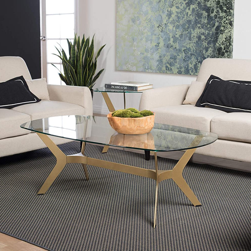 Studio Designs Home Mid-Century Modern Coffee Table with Glass Top (Open Box)