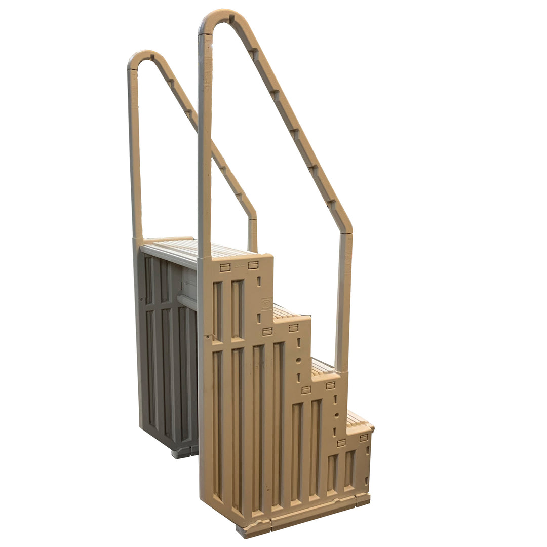 Confer Plastics InPool Step Ladder, Above Ground Swimming Pool Stairs, Warm Gray - VMInnovations