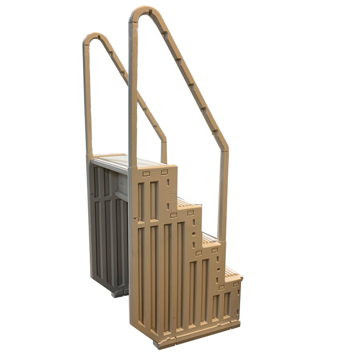 Confer Plastics InPool Step Ladder, Above Ground Swimming Pool Stairs, Warm Gray - VMInnovations