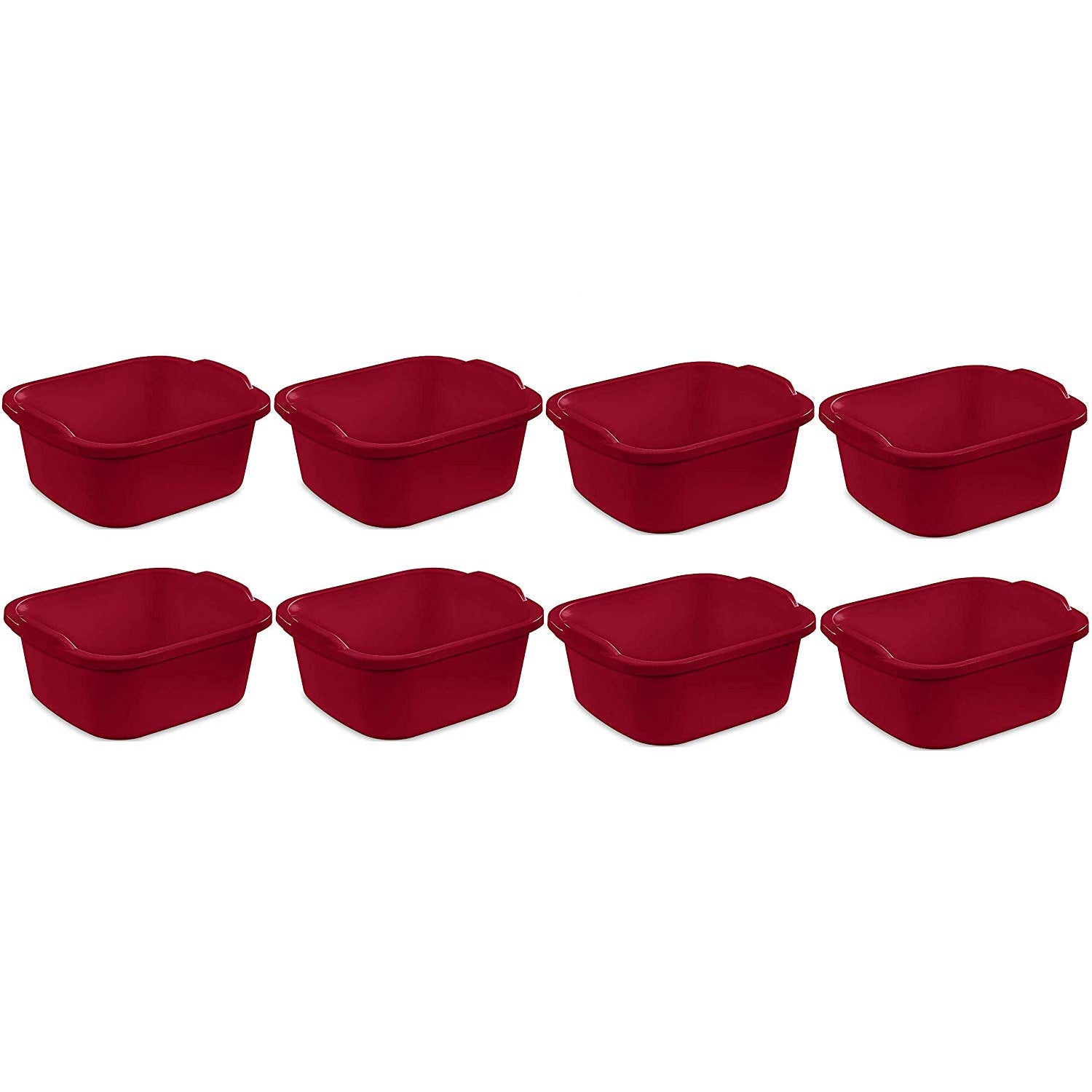 Sterilite Large Multi-Function Home 12-Quart Sink Dish Washing Pan, Red (8 Pack) - VMInnovations