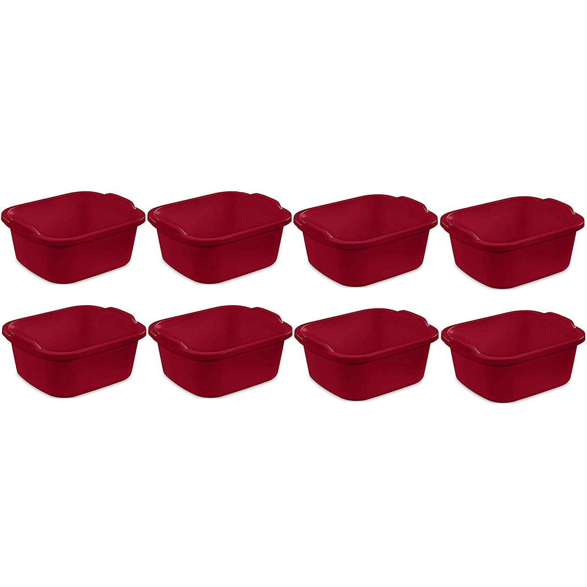 Sterilite Large Multi-Function Home 12-Quart Sink Dish Washing Pan, Red (8 Pack)