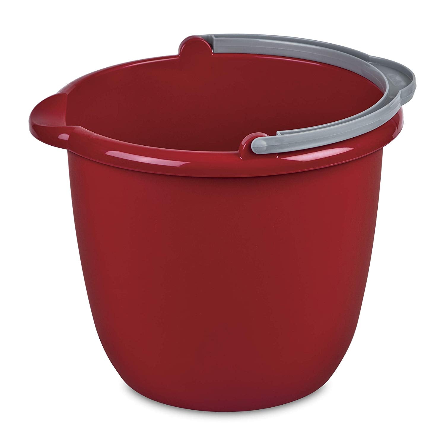 Sterilite Large 10 Qt Easy Pour Spout Pail with Comfy Grip Handle, Red (48 Pack)