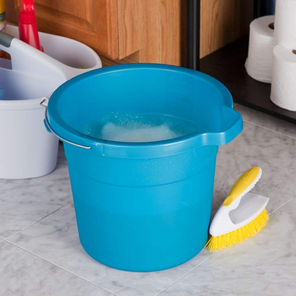Sterilite Heavy-Duty Large 18-Quart Easy Pour Spout Pail Bucket, Blue (6 Pack)