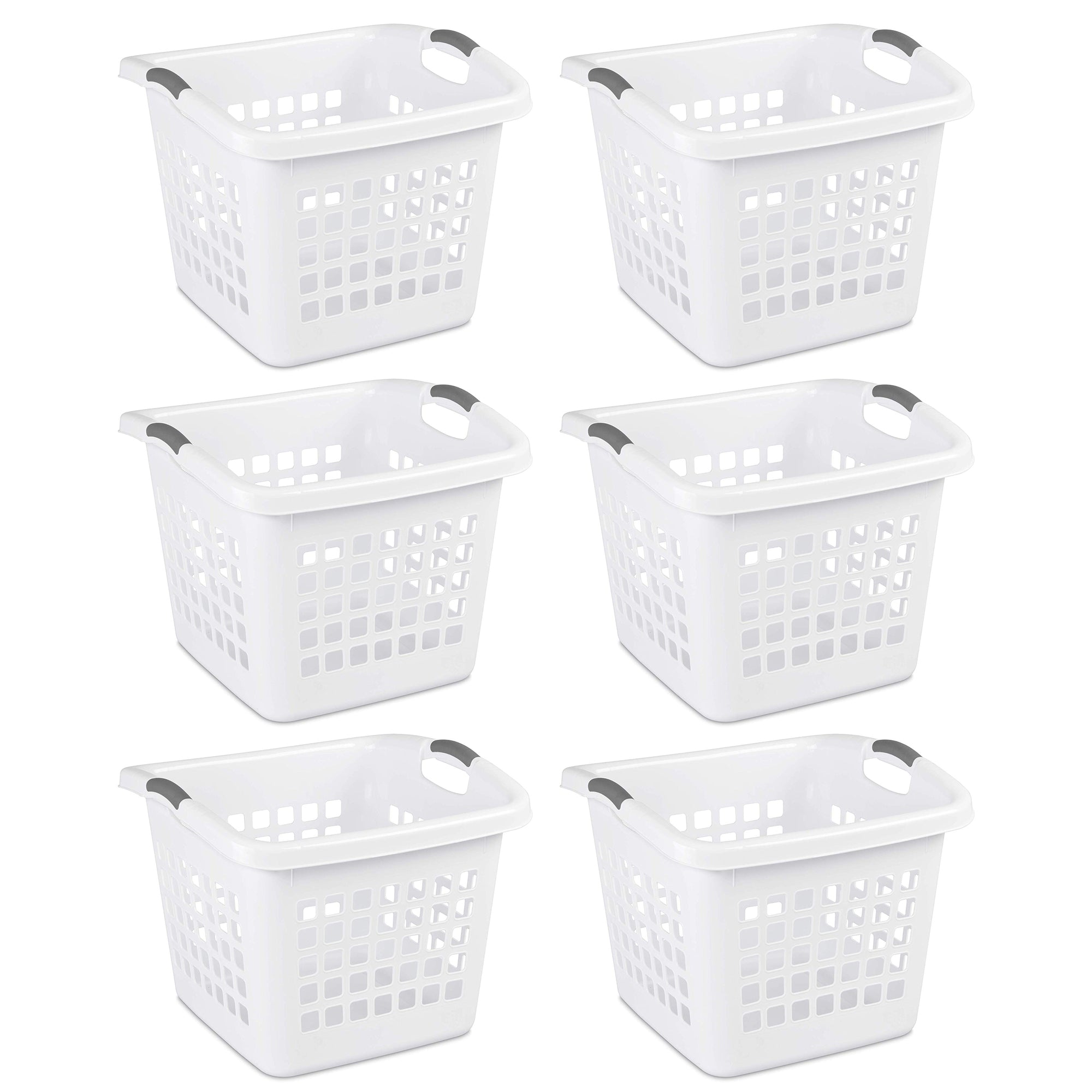 Sterilite Ultra 1.75 Bushel Plastic Dirty Clothes Laundry Basket Hamper (6 Pack)